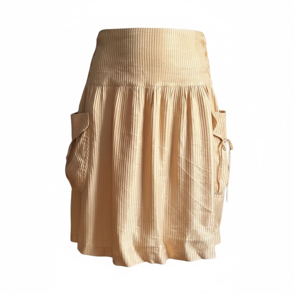WOMENS MULBERRY PEACH LINEN SILK STRIPED SKIRT SIZE 6 - Picture 3 of 11